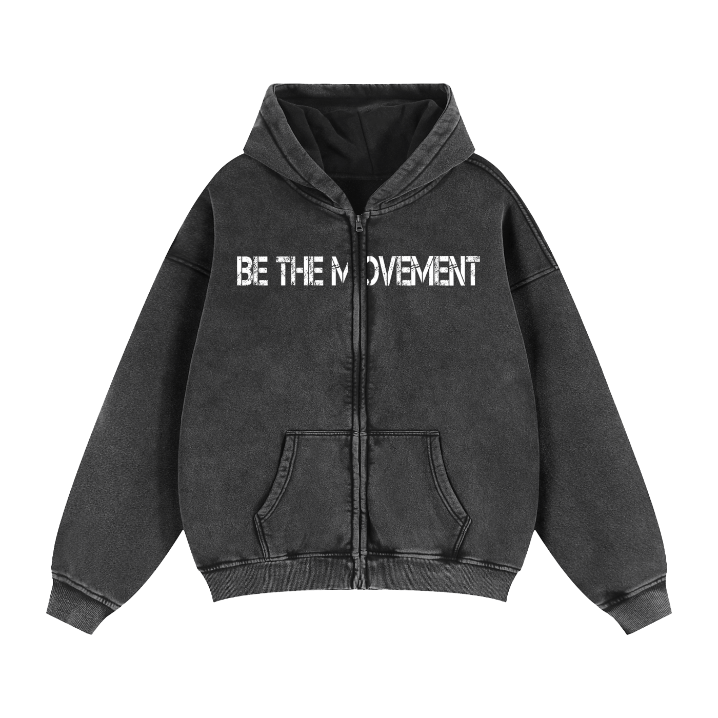 'Distressed Mvmt' Boxy Double-Zip Fleece Hoodie